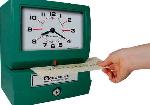 Workplace time clock for clocking in